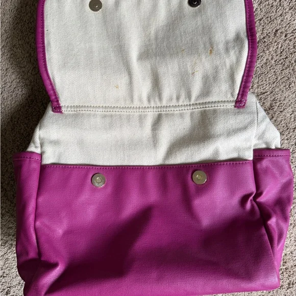 Authentic Tory Burch Fushia and Cream Pierson Mini Tote with Gold Hardware - Picture 5 of 11